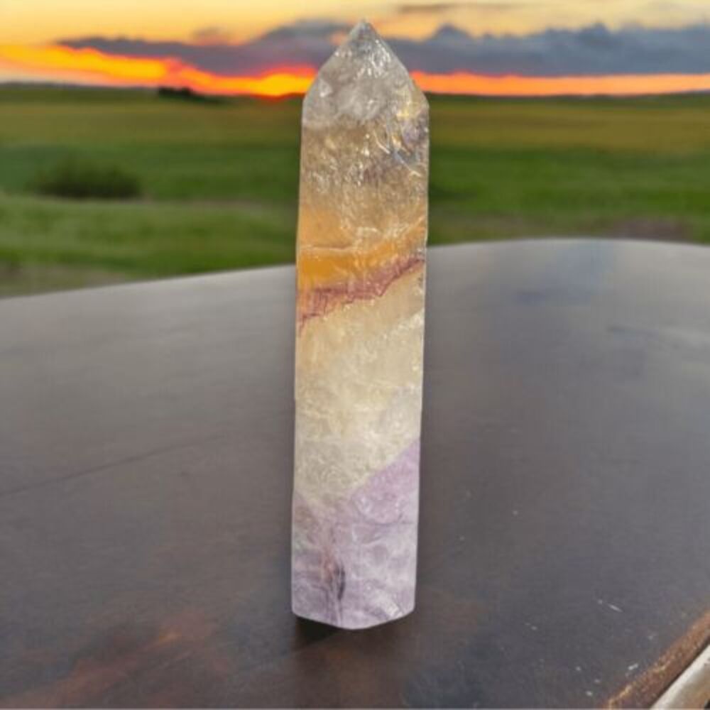 Rainbow Fluorite Crystal Obelisk Meditation Tower